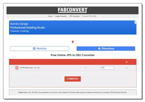 online converter jpg to obj.